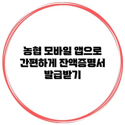 농협 모바일 앱으로 간편하게 잔액증명서 발급받기