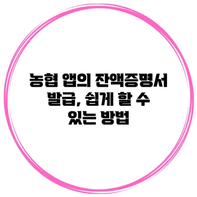 농협 앱의 잔액증명서 발급, 쉽게 할 수 있는 방법