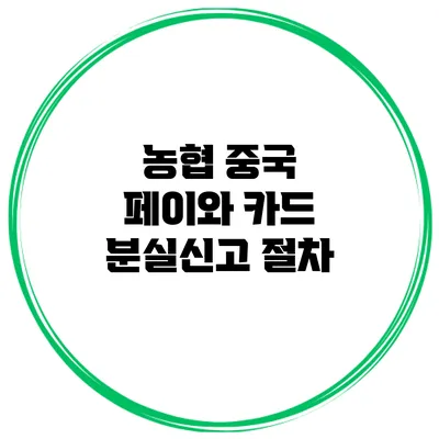 농협 중국 페이와 카드 분실신고 절차