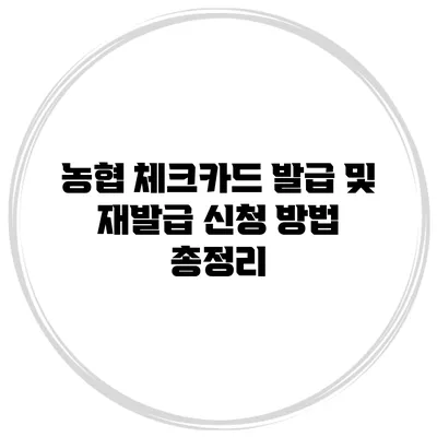 농협 체크카드 발급 및 재발급 신청 방법 총정리
