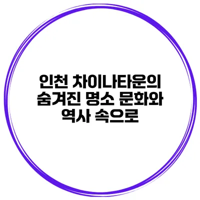 인천 차이나타운의 숨겨진 명소 문화와 역사 속으로
