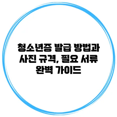 청소년증 발급 방법과 사진 규격, 필요 서류 완벽 가이드