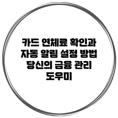 카드 연체료 확인과 자동 알림 설정 방법: 당신의 금융 관리 도우미