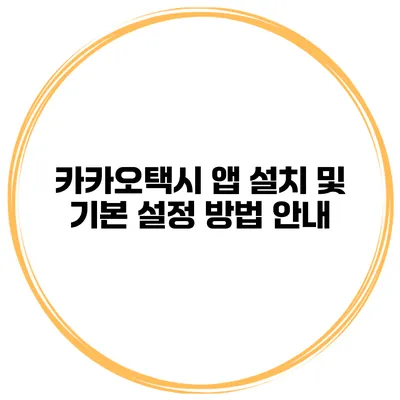 카카오택시 앱 설치 및 기본 설정 방법 안내